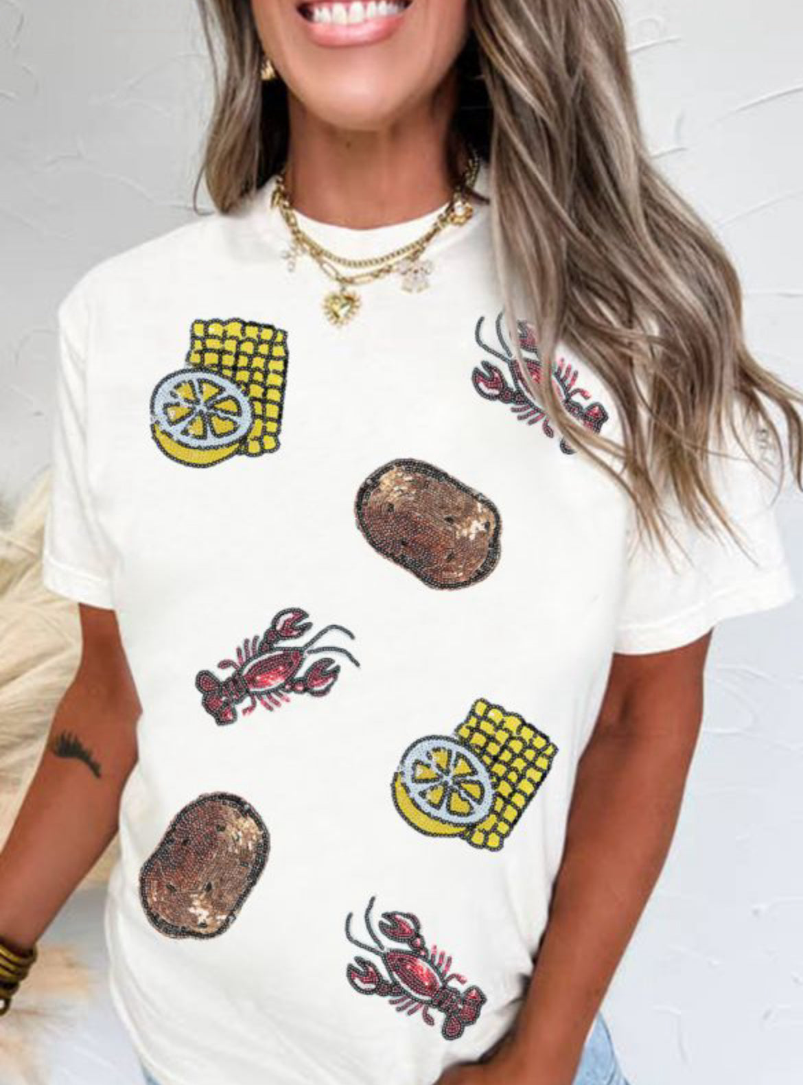 Crawfish Sequin Tee