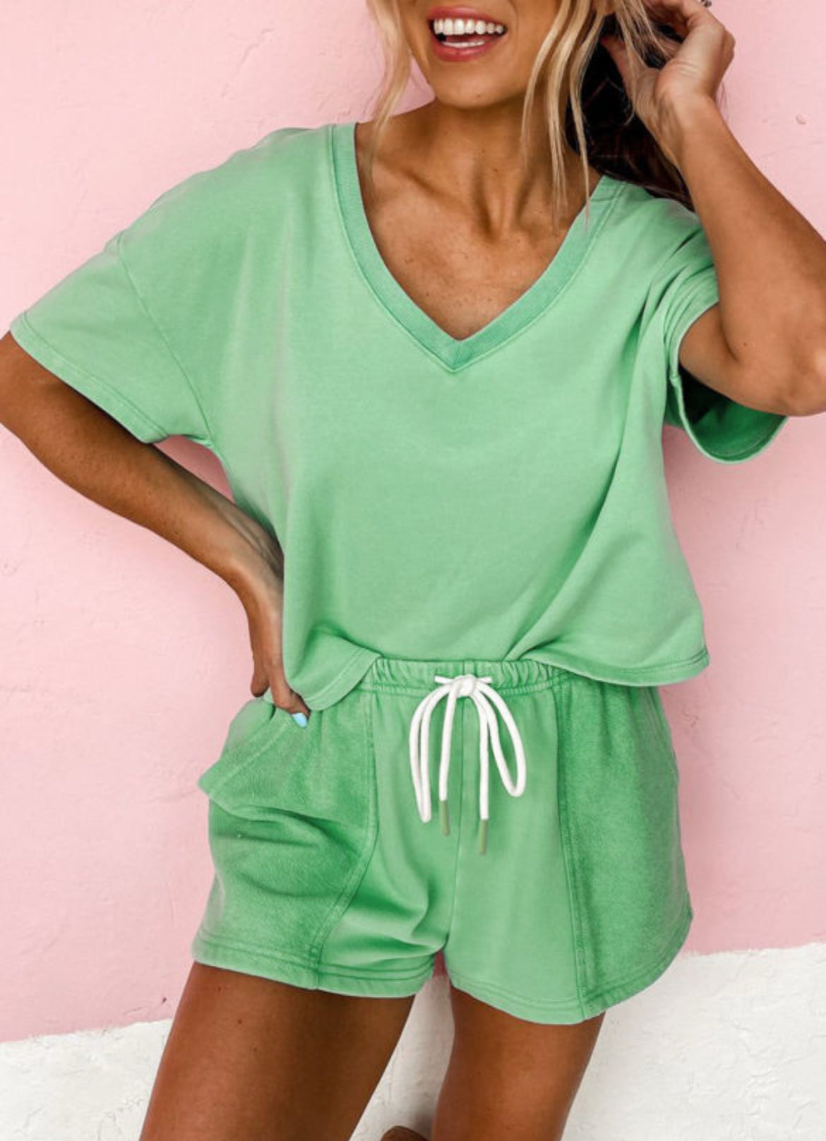 V Neck Drop Shoulder Tee