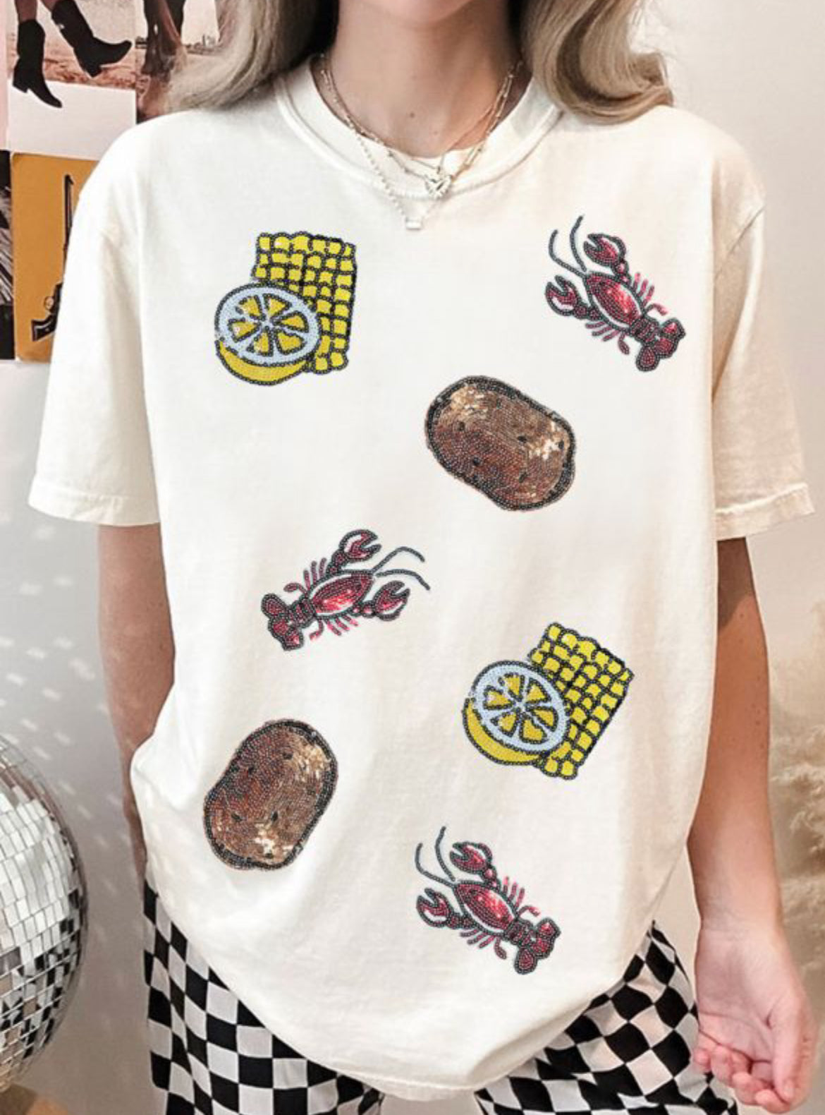 Crawfish Sequin Tee
