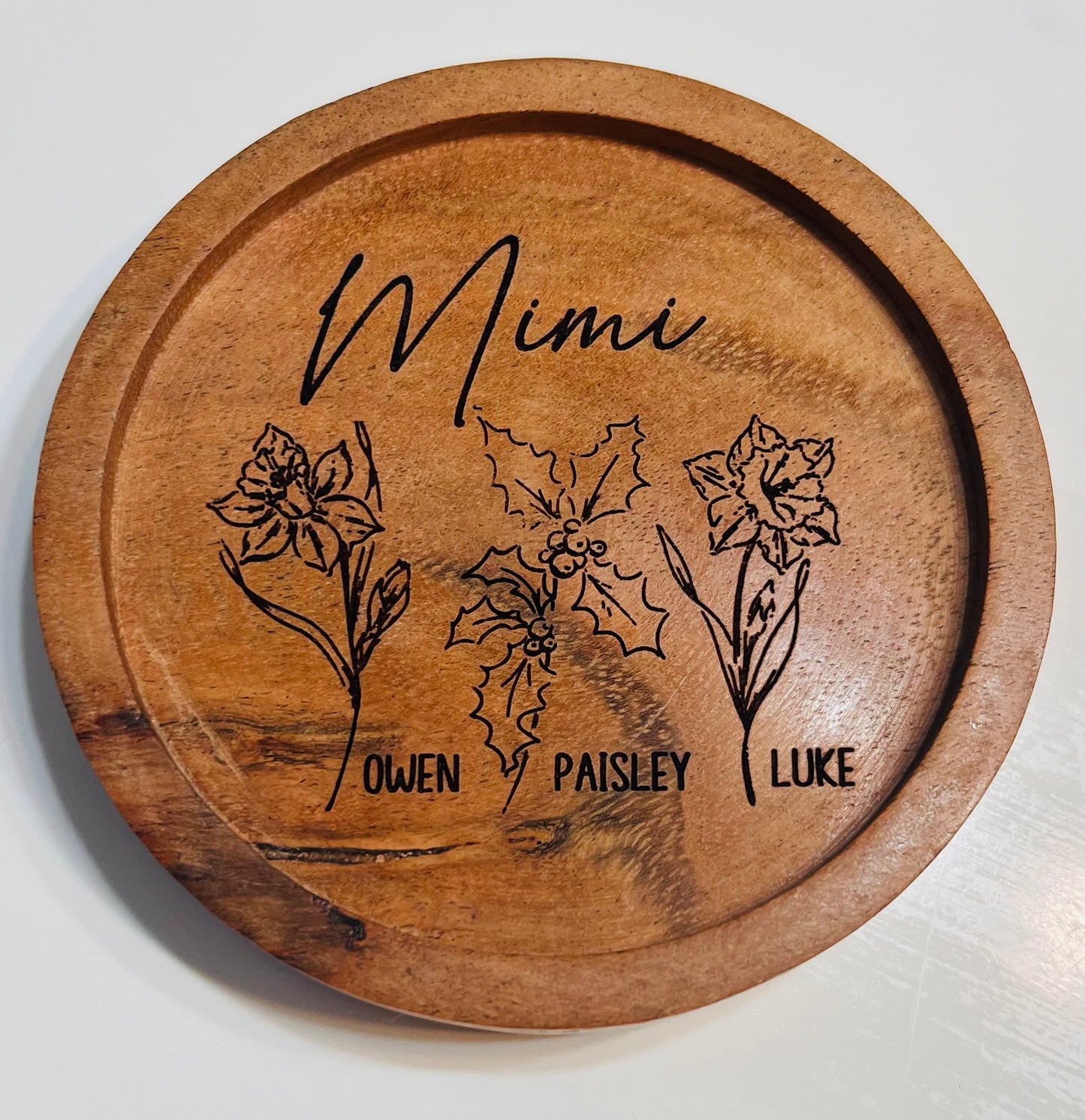 Birth Flower Ring Dish or Tray