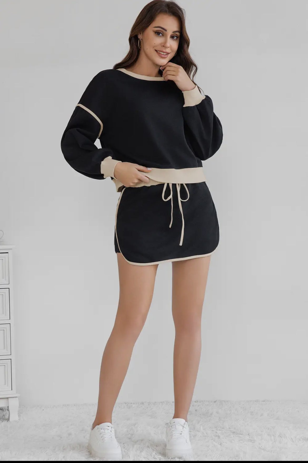 Loose Pullover Skort Set