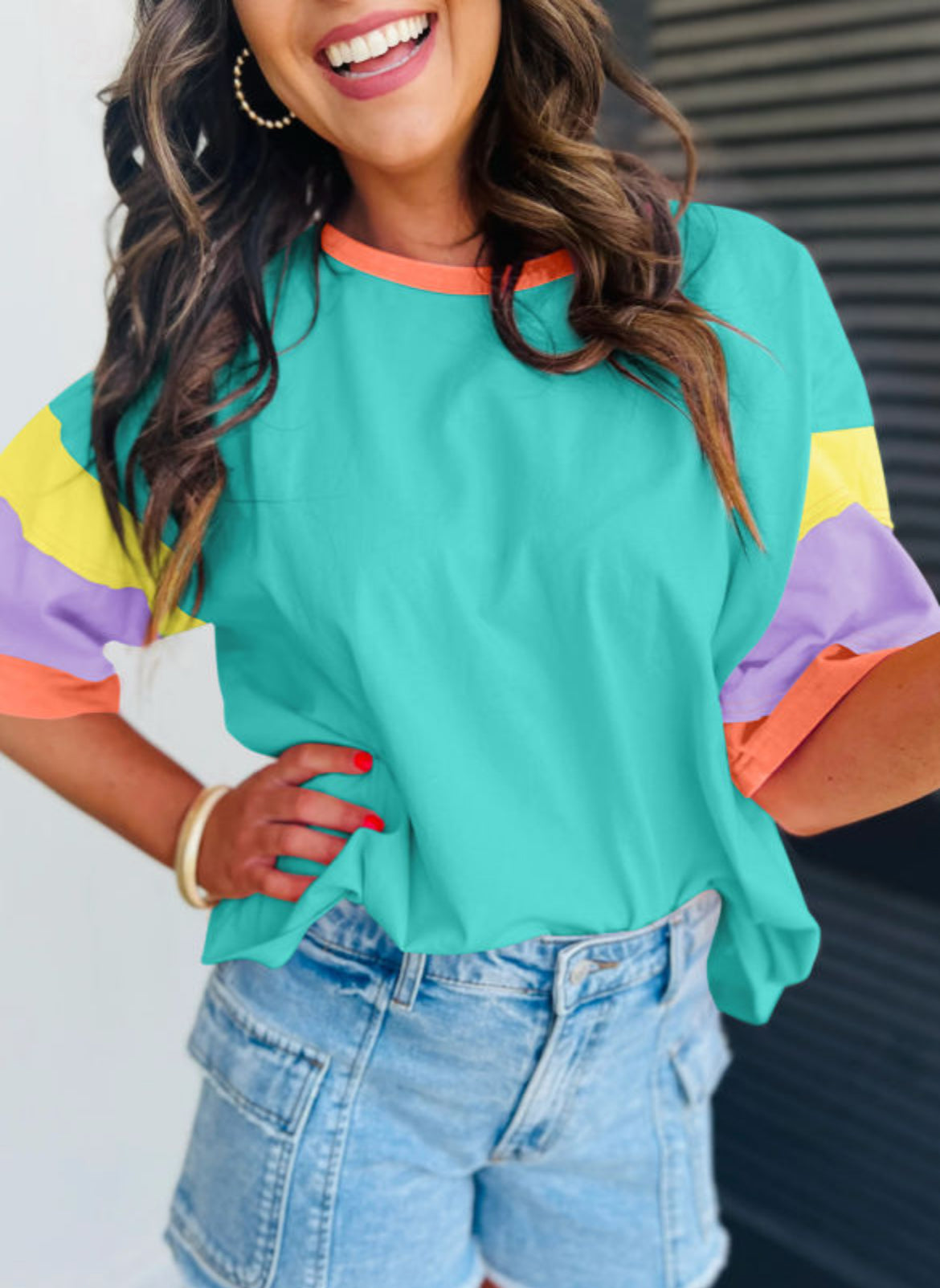 Retro Colorblock Oversized Top