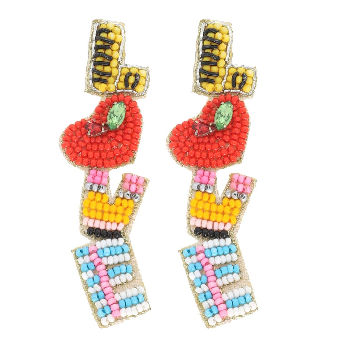 Love of Teaching Beaded Gemstone Earrings