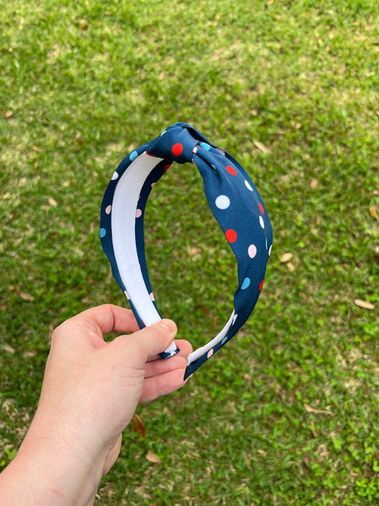 Patriotic Dot Top Knot Headband