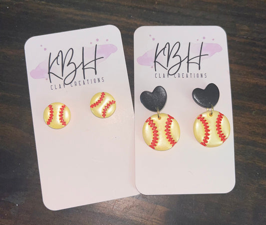 Polymer Clay Softball Earrings