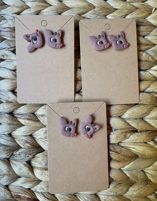 Rudolph Stud Clay Earrings