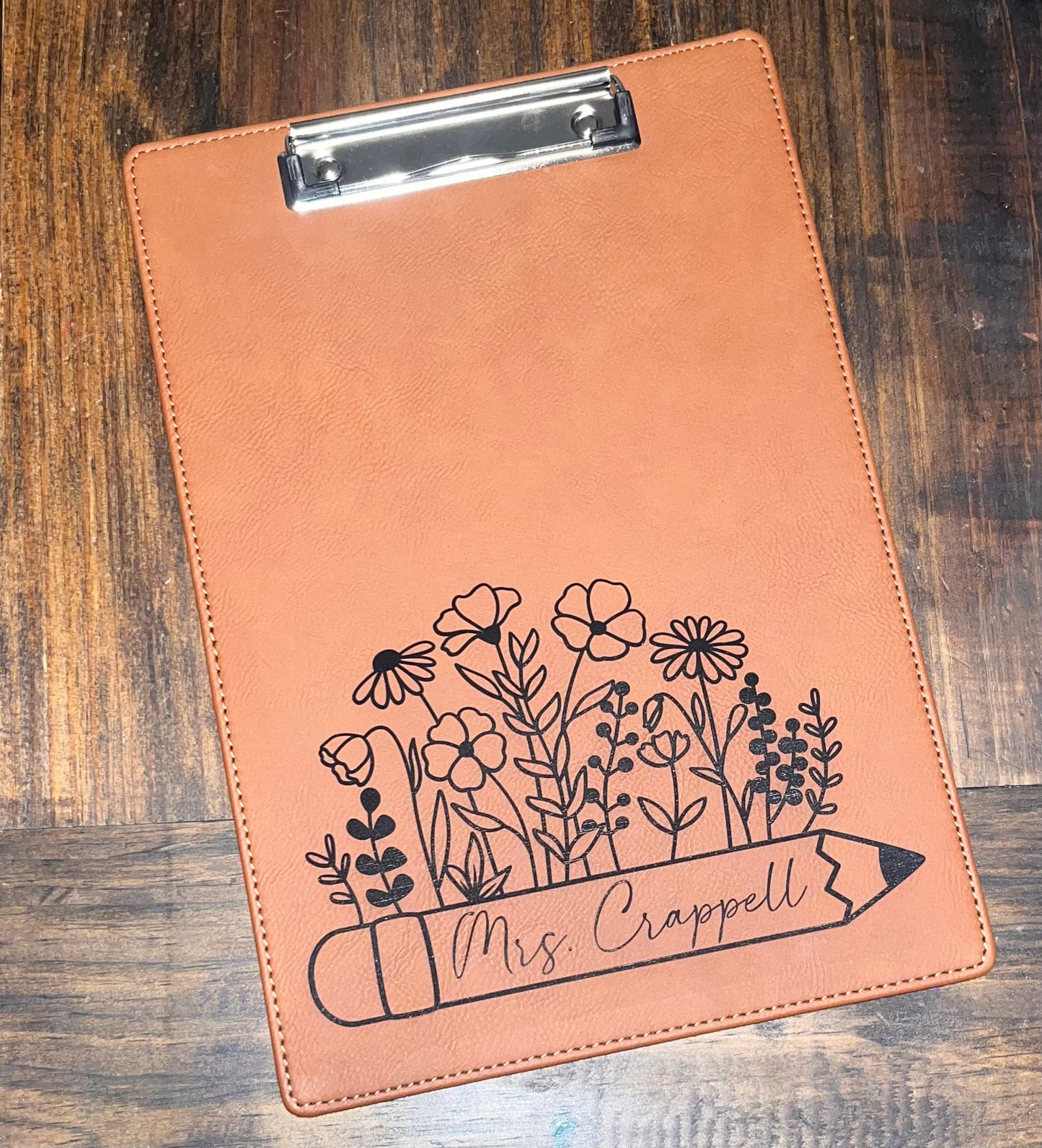 Faux Leather Engraved Clip Board