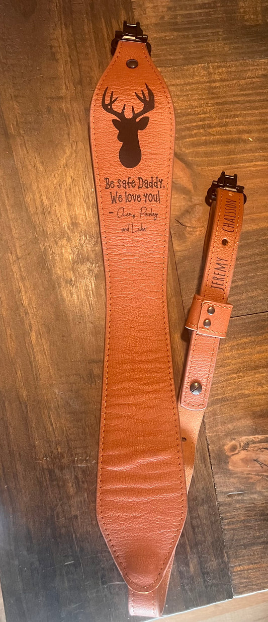 Leather Engraved Gun Strap