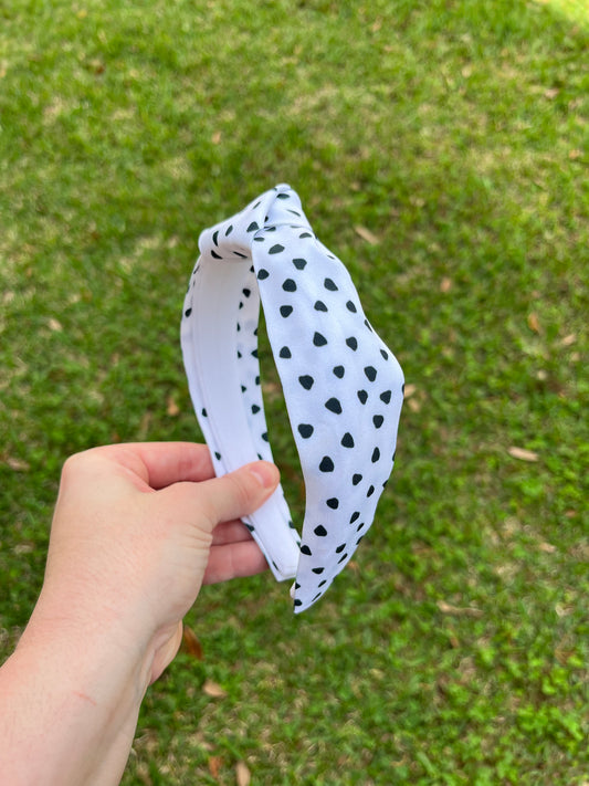 White Speckle Top Knot Headband