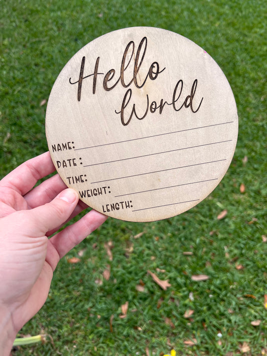 Hello World Birth Announcement Sign