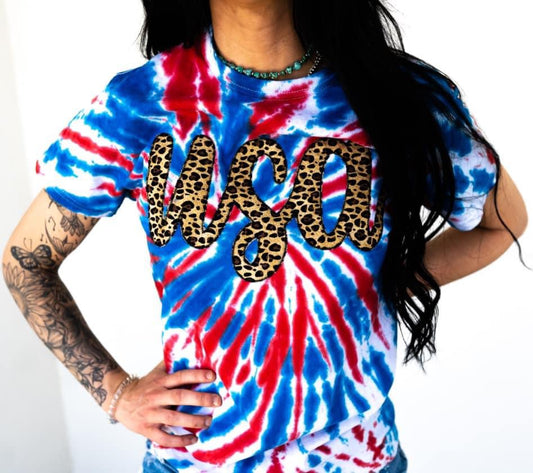 Tie Dye USA embroidered Tee