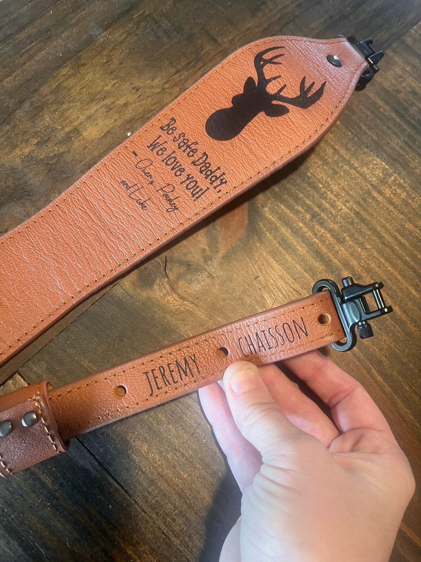 Leather Engraved Gun Strap