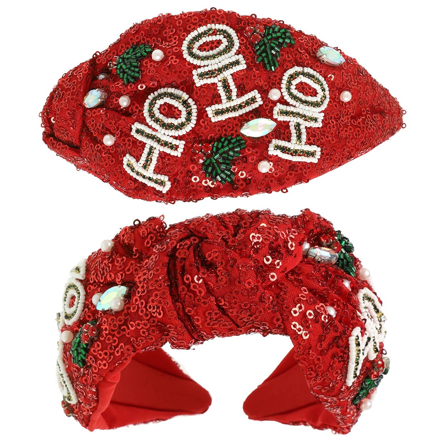 Christmas Ho Ho Ho Embroidered Top Knotted Headband