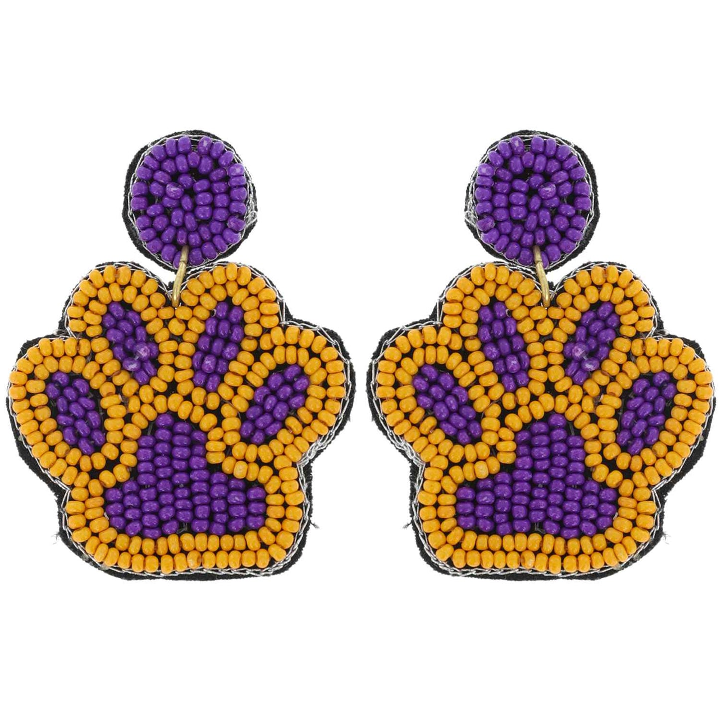 2 Tier Seed Beaded Animal Paw Print Dangle Earrings