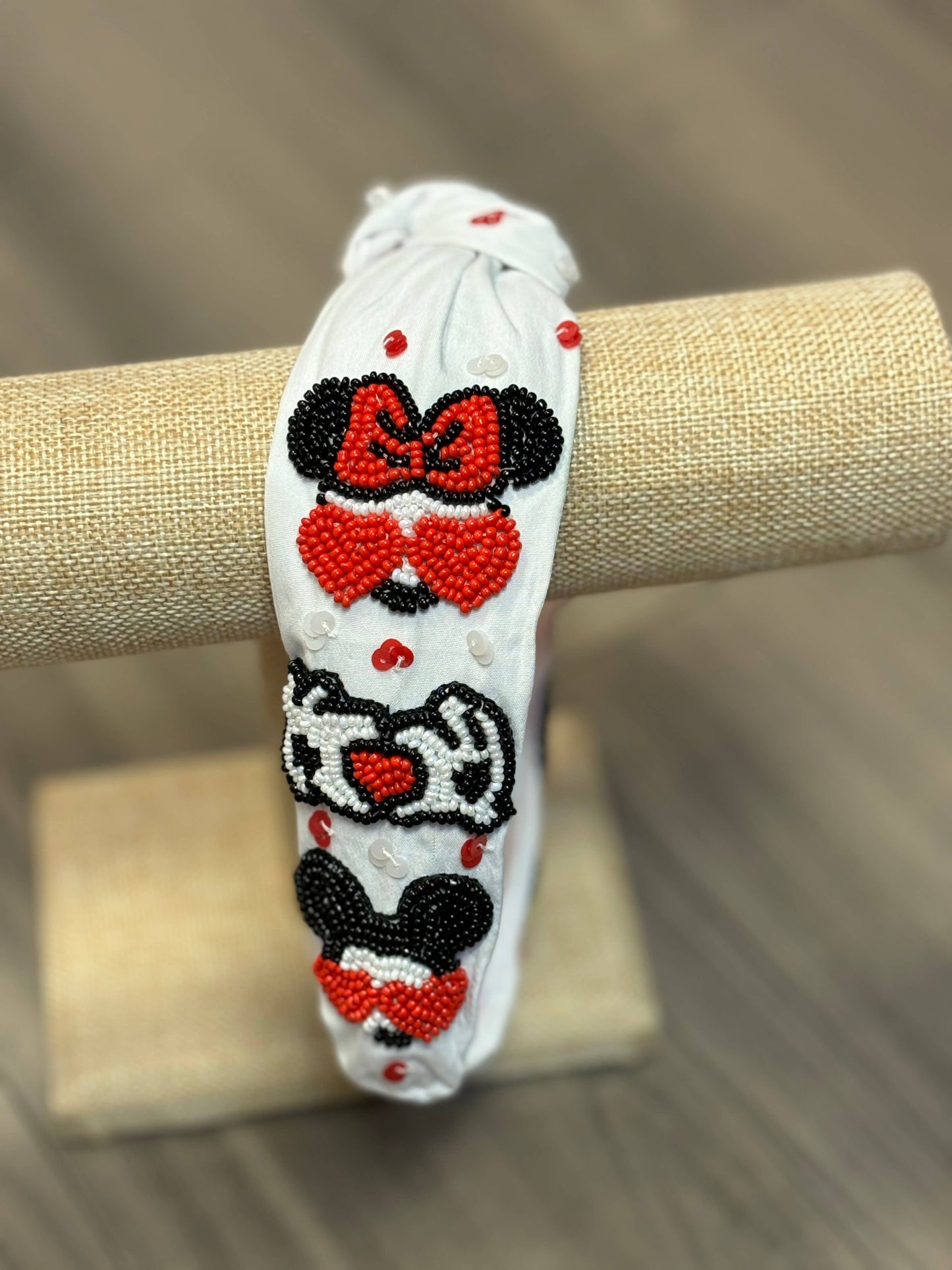 Red and White Mouse Headband