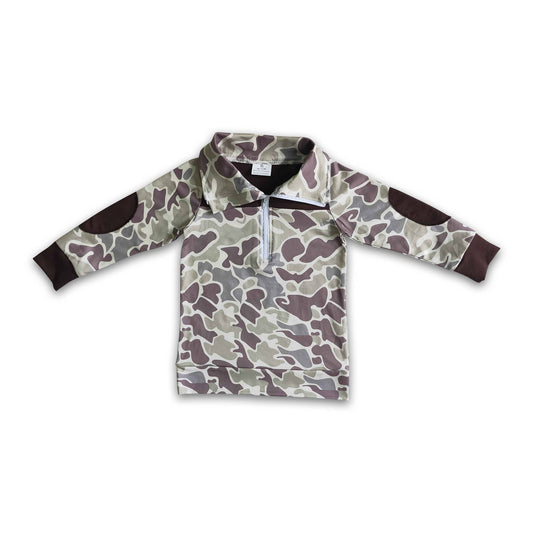 Brown camouflage boys pullover