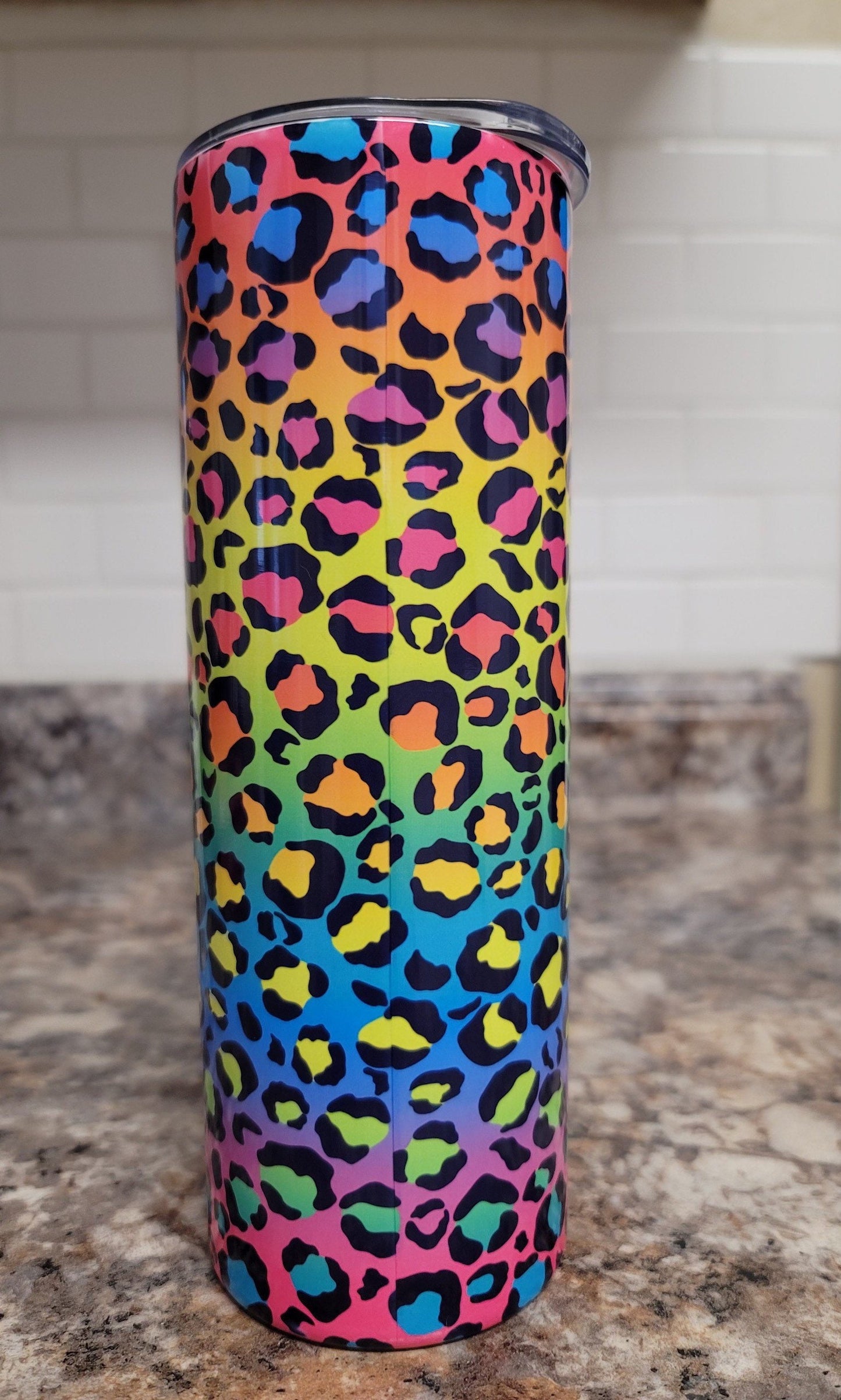 Rainbow Leopard Name Tumbler