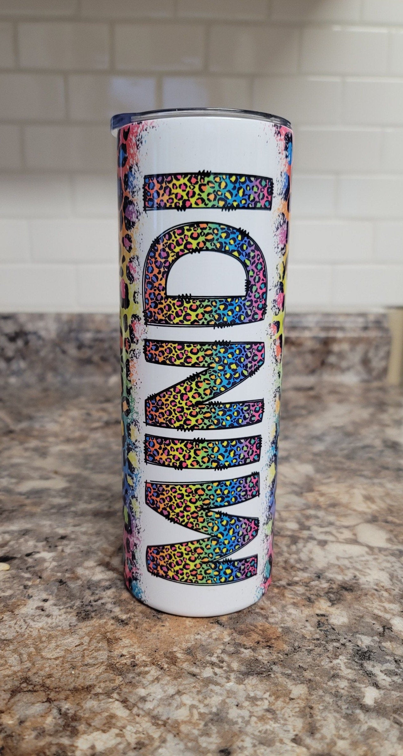 Rainbow Leopard Name Tumbler